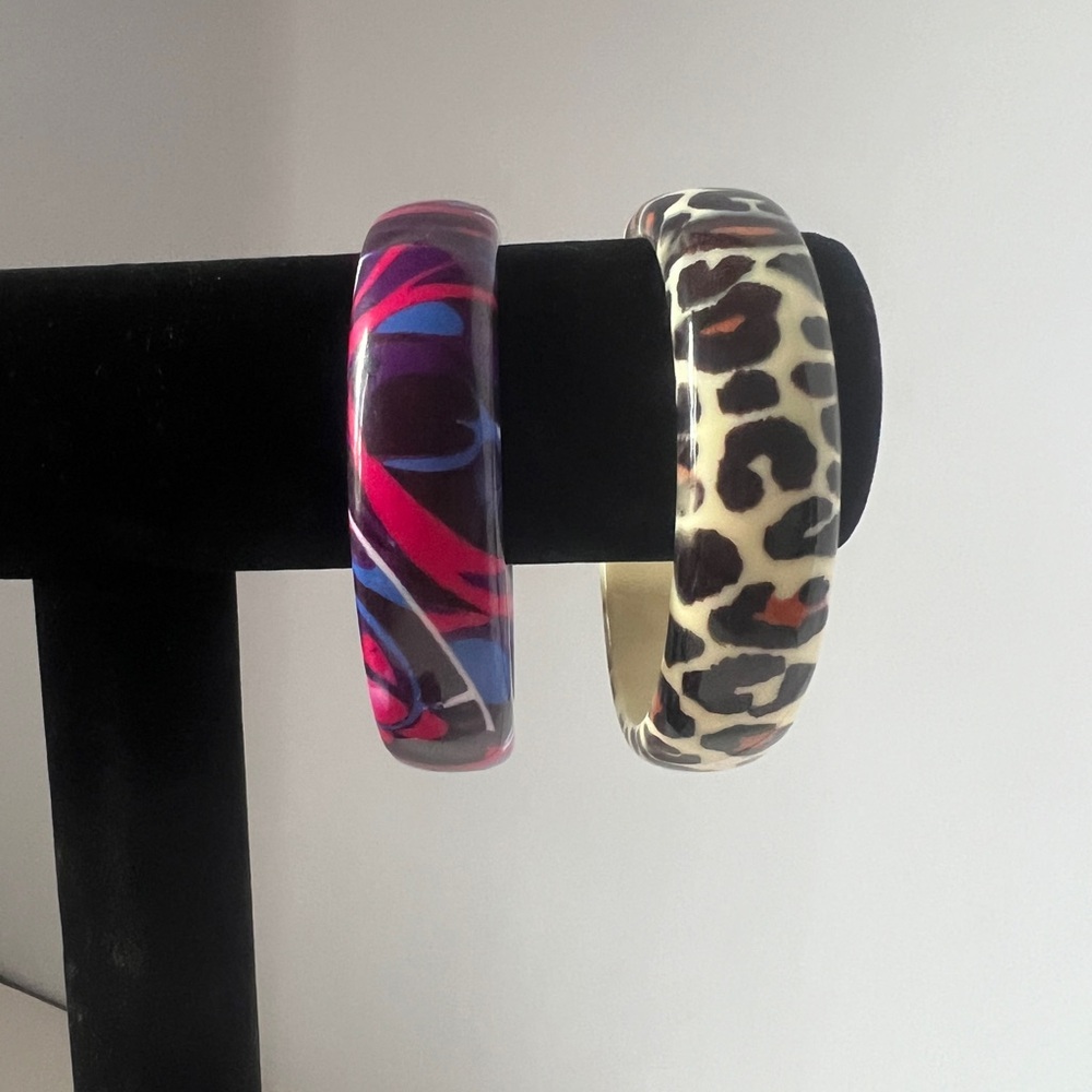 Leopard and Swirl Patterned Bracelet Duo